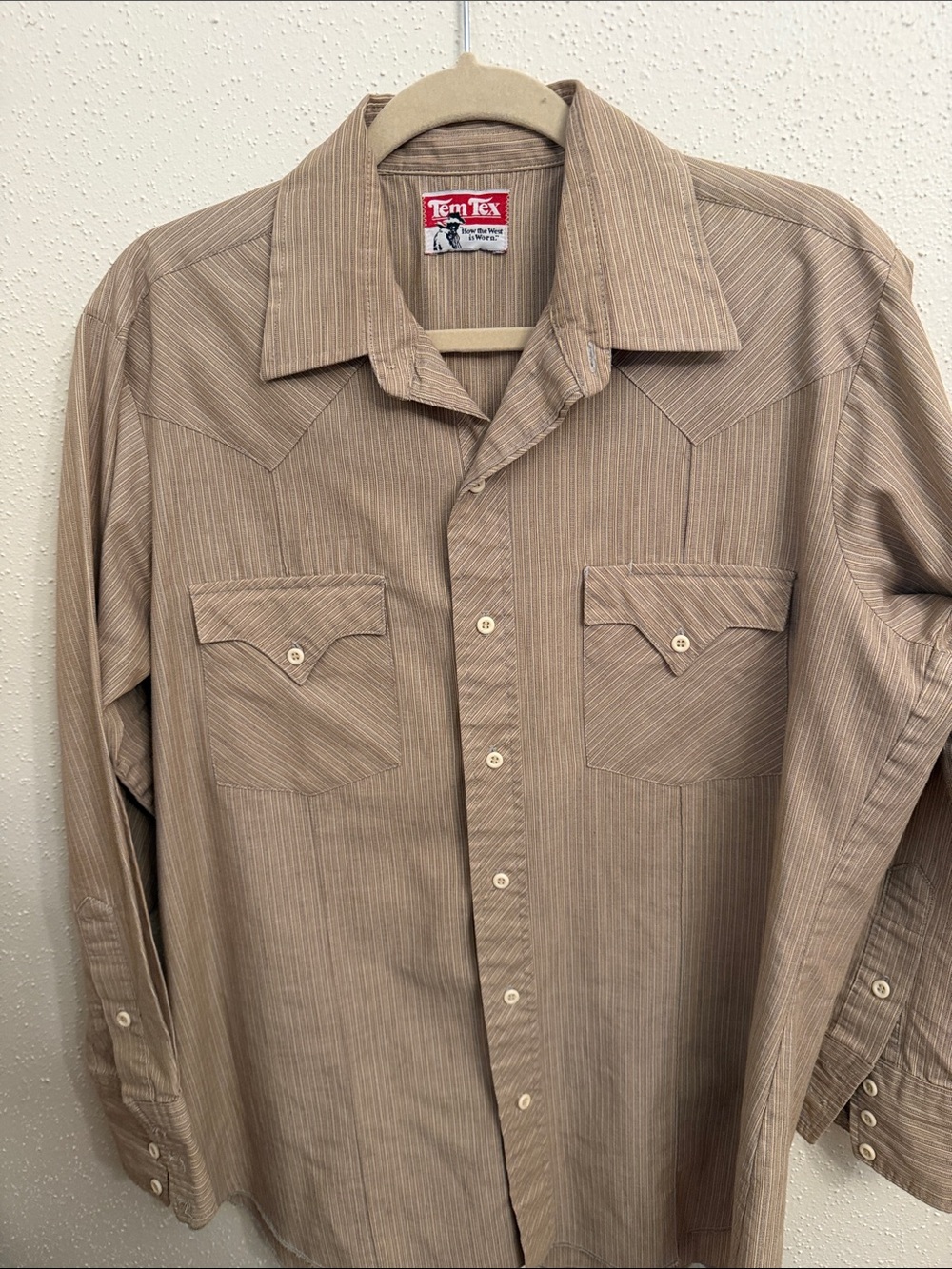 Men's Long Sleeve  Vintage Western Shirt in Light Brown